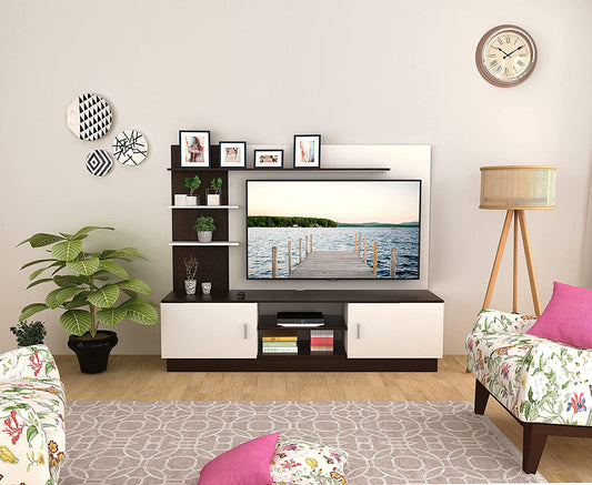 TV Stand: Rolet Engineered Wood TV Entertainment Unit Stand (Wenge, Frosty White)
