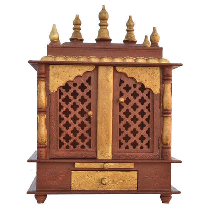 Temple: Rajasthani Ethnic Handcrafted Wooden Temple/Mandir/Pooja Ghar/Mandapam - 18x12x24 inch