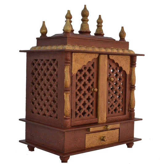 Temple: Rajasthani Ethnic Handcrafted Wooden Temple/Mandir/Pooja Ghar/Mandapam - 18x12x24 inch