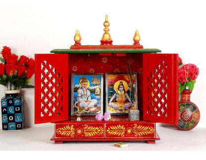Mandir: Rajasthani Ethnic Handcrafted Wooden Temple/Mandir/Pooja Ghar/Mandapam