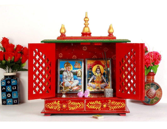 Mandir: Rajasthani Ethnic Handcrafted Wooden Temple/Mandir/Pooja Ghar/Mandapam