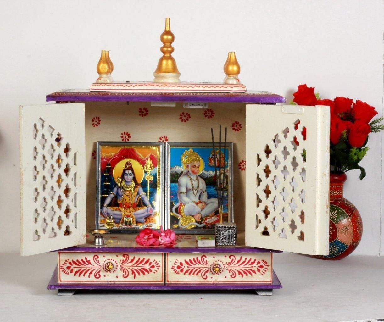 Temple: Rajasthani Ethnic Handcrafted Wooden Temple/Mandir/Pooja Ghar/Mandapam