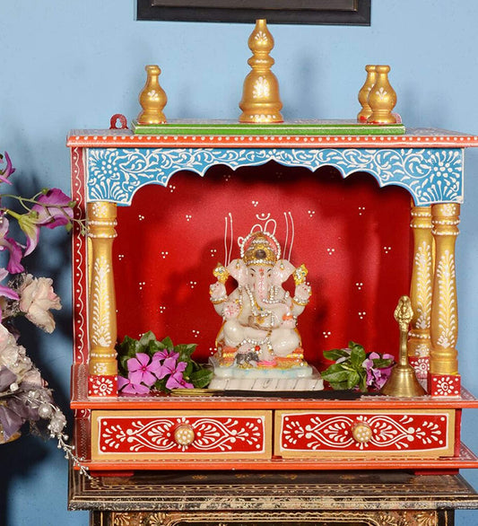 Temple: Rajasthani Ethnic Handcrafted Wooden Temple/Mandir/Pooja Ghar/Mandapam