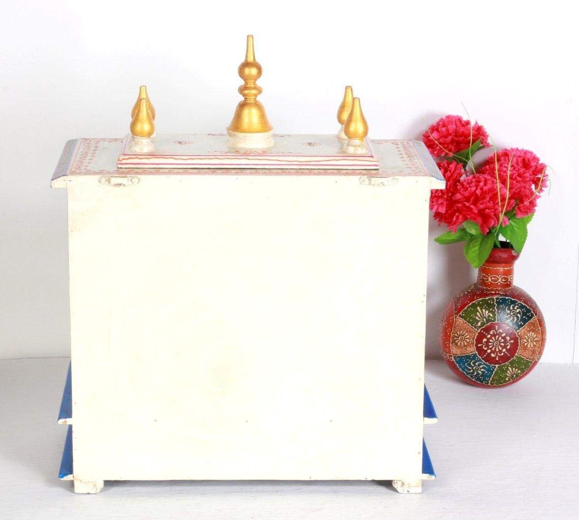 Temple: Rajasthani Ethnic Handcrafted Wooden Temple Mandir/Pooja Ghar/Mandapam Outer Size 18x9x21 Inch (LxWxH) Inner Size 16x8x10.5 Inch