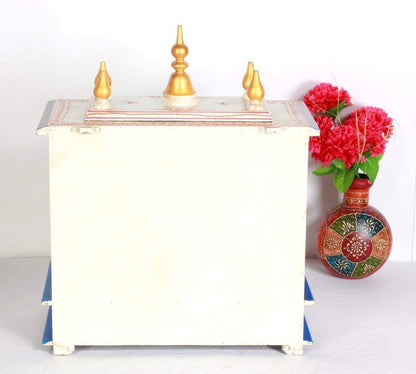 Temple: Rajasthani Ethnic Handcrafted Wooden Temple Mandir/Pooja Ghar/Mandapam Outer Size 18x9x21 Inch (LxWxH) Inner Size 16x8x10.5 Inch