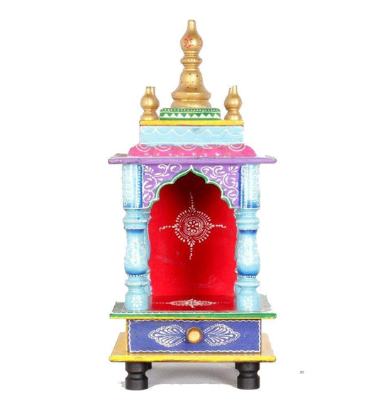 Temple: Rajasthani Ethnic Handcrafted Wooden Temple/Mandir/Pooja Ghar/Mandapam Size 8 x 8 x 18 Inch