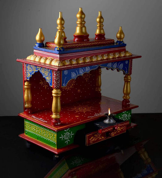 Temple: Rajasthani Ethnic Handcrafted Wooden Temple/Mandir/Pooja Ghar/Mandapam