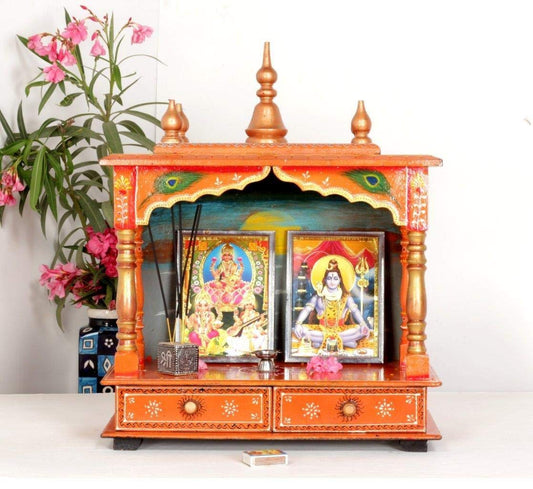 Mandir: Rajasthani Ethnic Handcrafted Wooden Temple/mandir/Pooja Ghar (18 X 9 X 21 Inch)