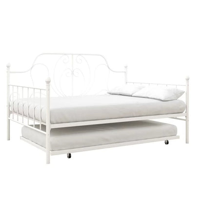 Trundle Bed: Metal Daybed with Trundle Bed