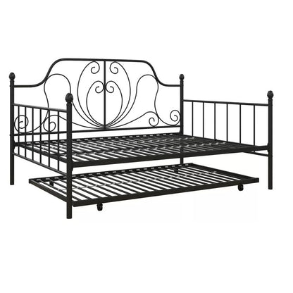 Trundle Bed: Metal Daybed with Trundle Bed