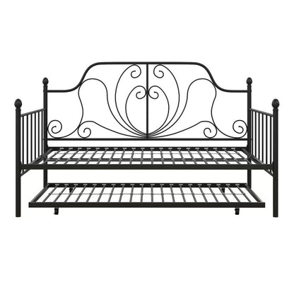 Trundle Bed: Metal Daybed with Trundle Bed