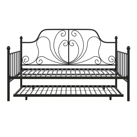 Trundle Bed: Metal Daybed with Trundle Bed