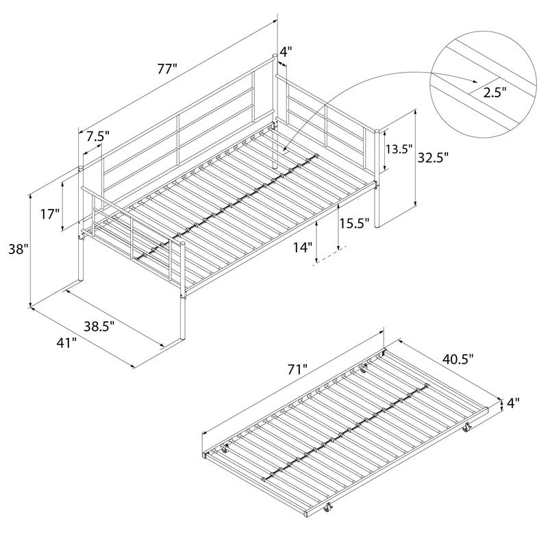 Trundle Bed: Steel Daybed with Trundle