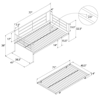 Trundle Bed: Steel Daybed with Trundle