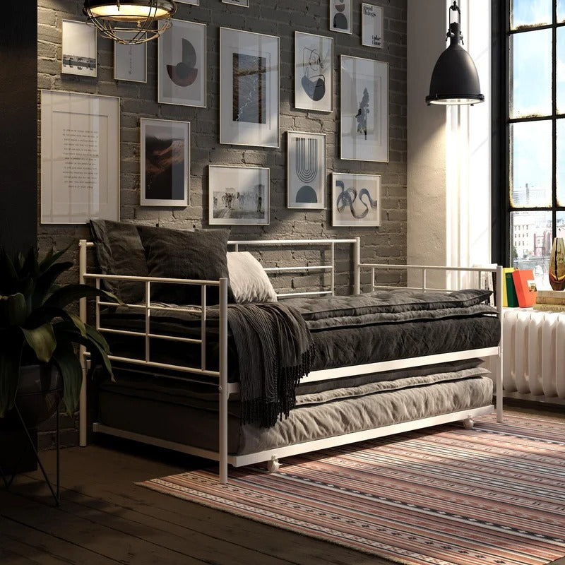 Trundle Bed: Steel Daybed with Trundle