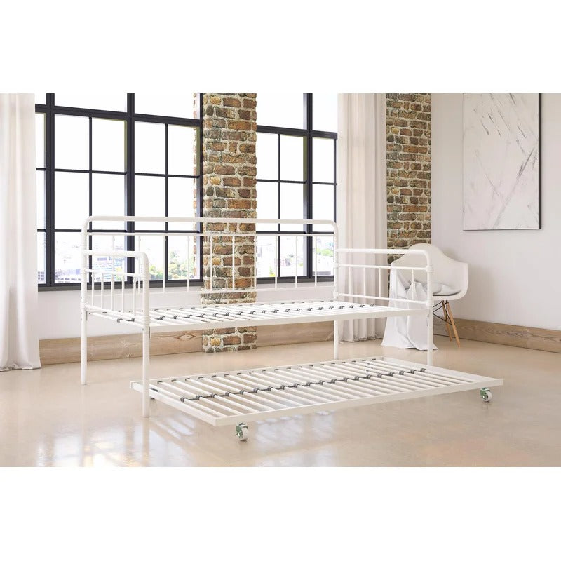 Trundle Bed: Steel Daybed with Trundle Bed
