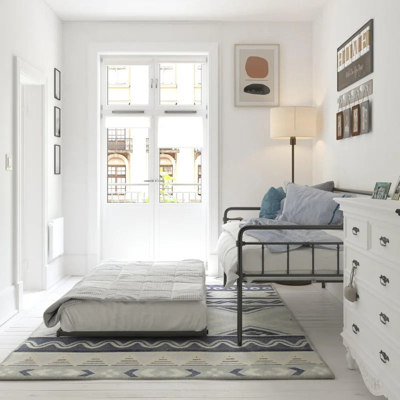 Trundle Bed: Steel Daybed with Trundle Bed