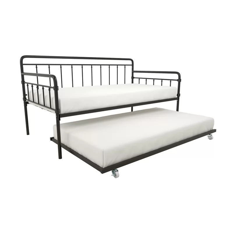 Trundle Bed: Steel Daybed with Trundle Bed