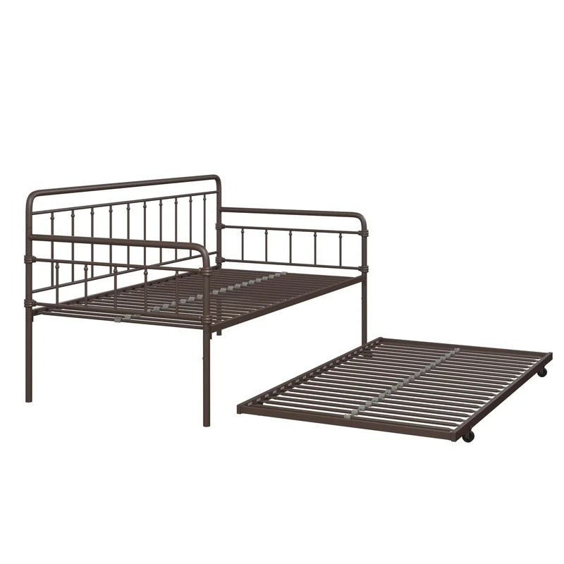 Trundle Bed: Steel Daybed with Trundle Bed