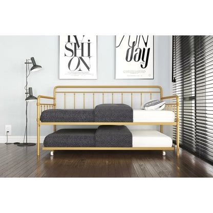 Trundle Bed: Steel Daybed with Trundle Bed
