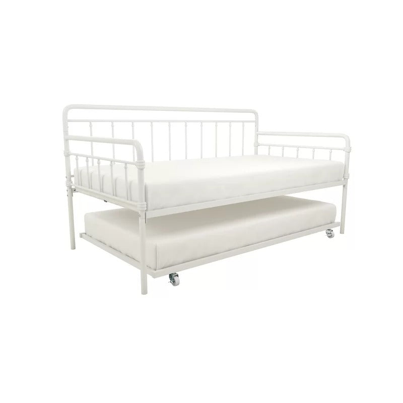 Trundle Bed: Steel Daybed with Trundle Bed