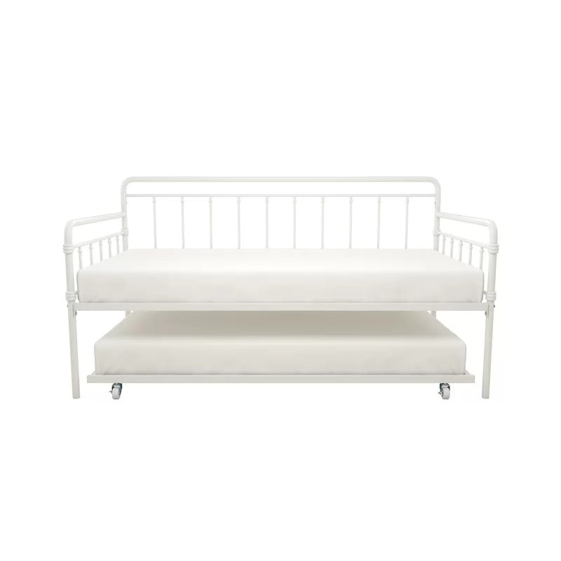 Trundle Bed: Steel Daybed with Trundle Bed