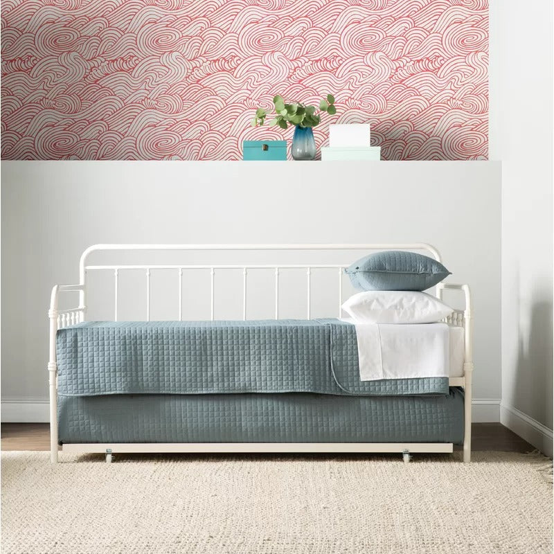 Trundle Bed: Steel Daybed with Trundle Bed
