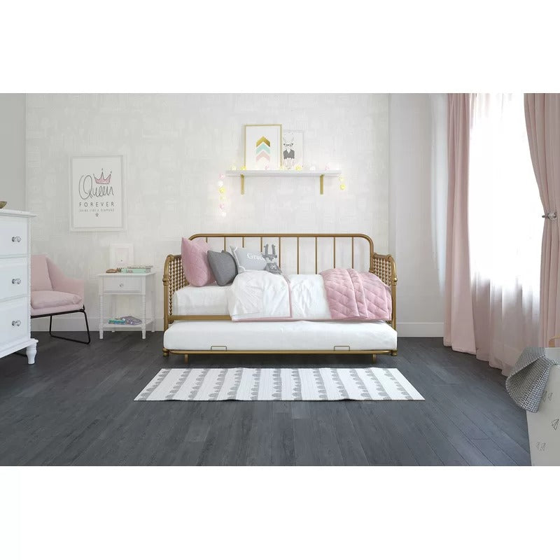 Trundle Bed: Twin Metal Daybed with Trundle