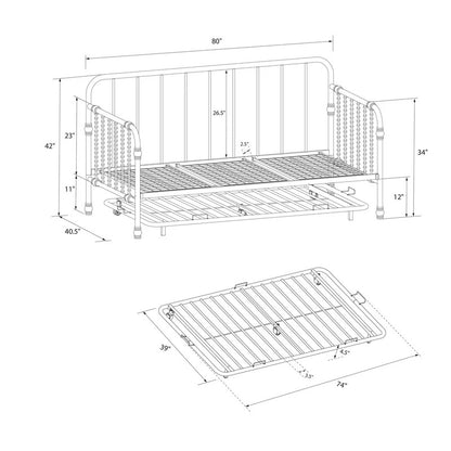 Trundle Bed: Twin Metal Daybed with Trundle