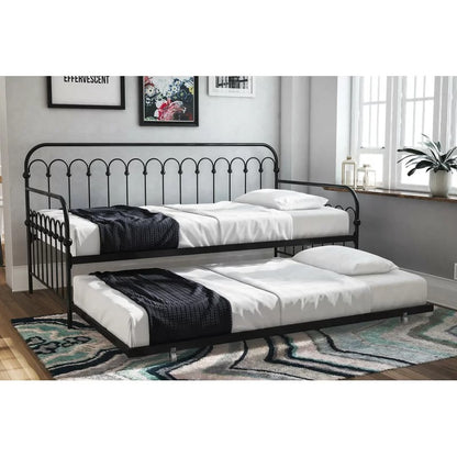 Trundle Bed: Twin Metal Daybed with Trundle Bed