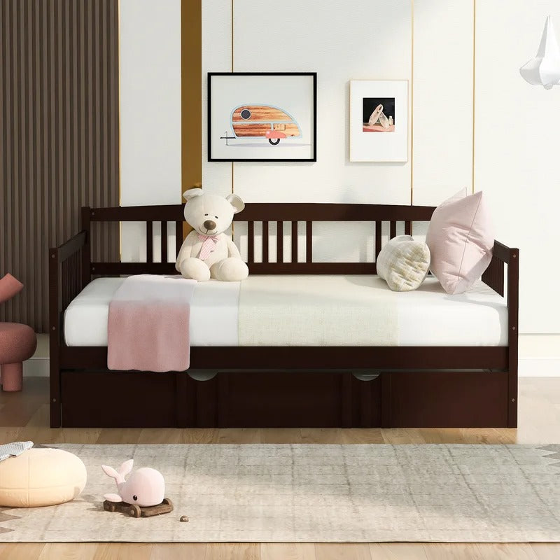 Trundle Bed: Wood Daybed with Trundle Bed