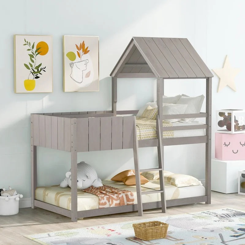 Bunk Bed: Twin Bunk Bed(Wash Gray)