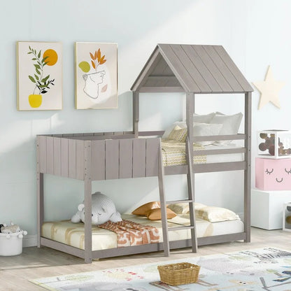 Bunk Bed: Twin Bunk Bed(Wash Gray)