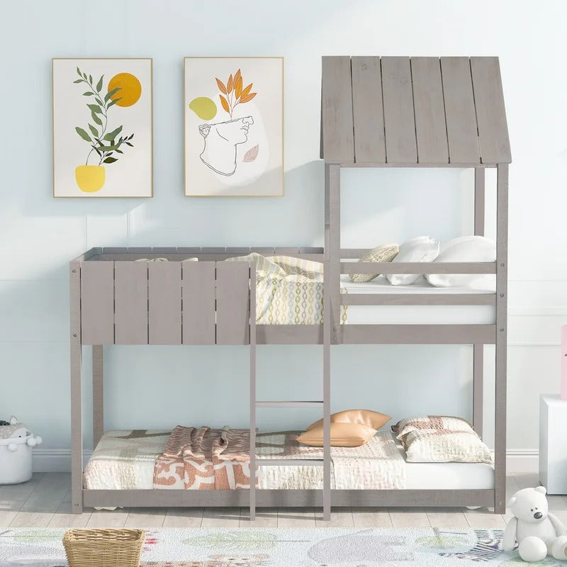 Bunk Bed: Twin Bunk Bed(Wash Gray)