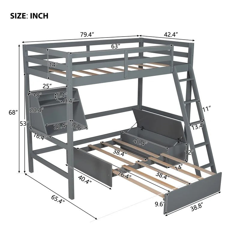 Bunk Bed: Twin Standard Bunk Bed Gray