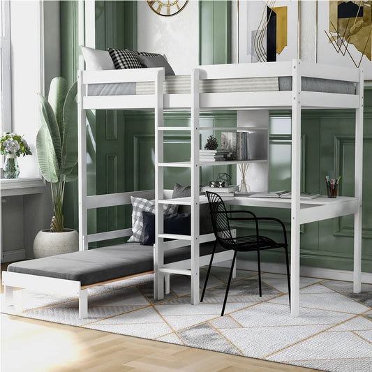 Bunk Bed: Twin Standard Bunk Bed with Built-in-Desk