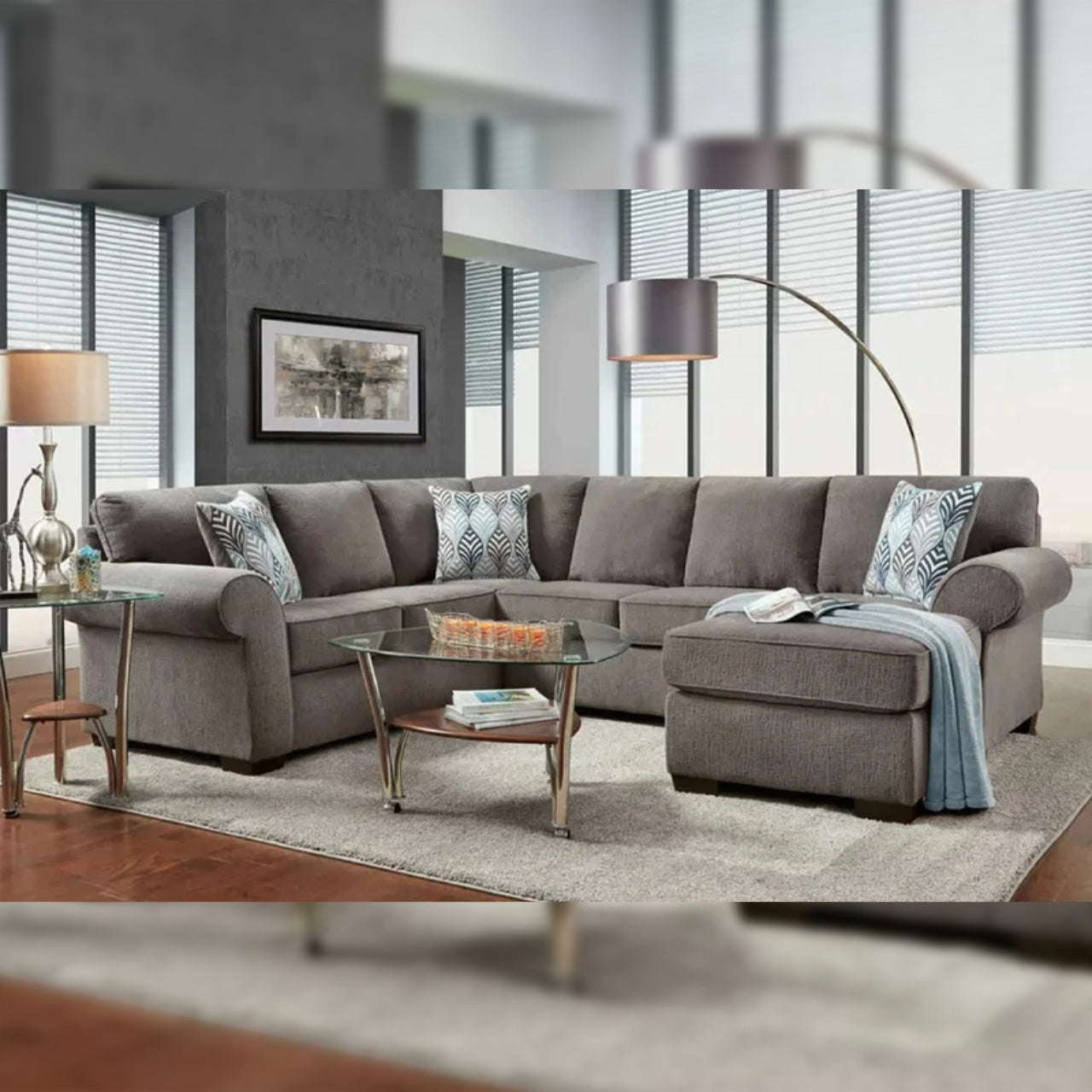 U Shape Sofa Set 107.5 Wide Sectional 6 Seater Sofa