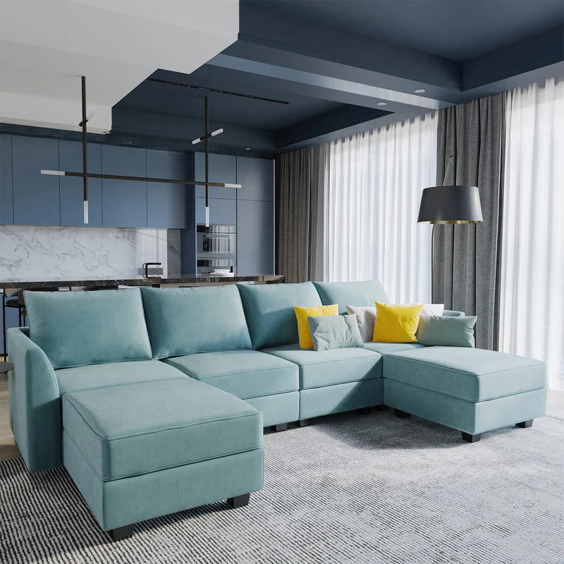 U Shape Sofa Set: 112.21" Wide Symmetrical Modular Sofa