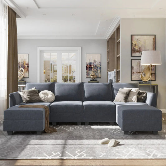 U Shape Sofa Set: 112.21" Wide Symmetrical Modular Sofa