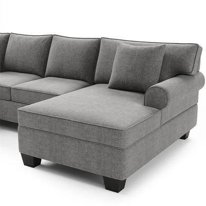 U Shape Sofa Set: 113" Wide Symmetrical Corner Sectional 7 Seater Sofa