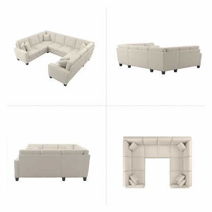 U Shape Sofa Set: 113" Wide Symmetrical Corner Sectional 8 Seater Sofa