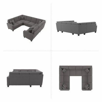 U Shape Sofa Set: 113" Wide Symmetrical Corner Sectional 8 Seater Sofa