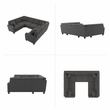 U Shape Sofa Set: 113" Wide Symmetrical Corner Sectional 8 Seater Sofa