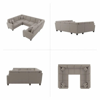 U Shape Sofa Set: 113" Wide Symmetrical Corner Sectional 8 Seater Sofa