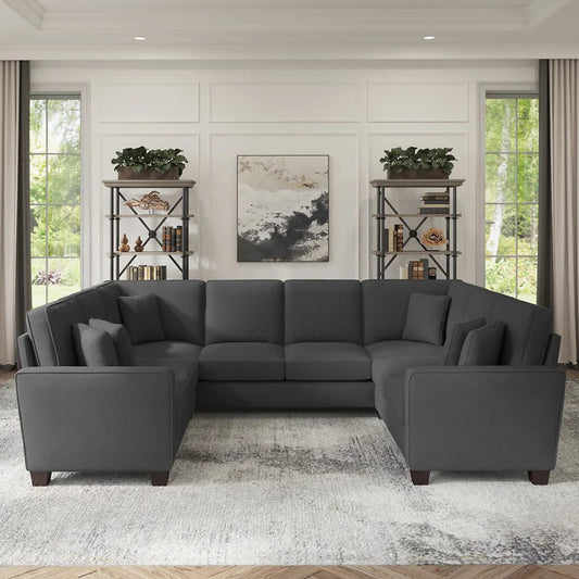 U Shape Sofa Set: 113" Wide Symmetrical Corner Sectional 8 Seater Sofa
