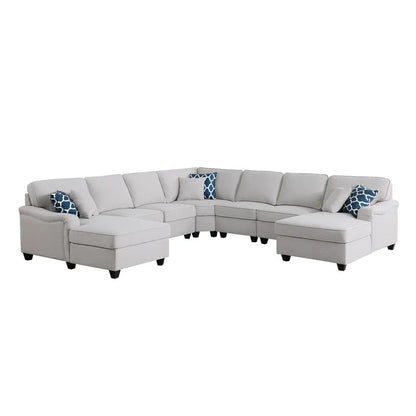 U Shape Sofa Set: 125'' Wide Symmetrical Corner Sectional 7 Seater Sofa