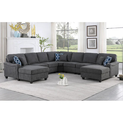 U Shape Sofa Set: 125'' Wide Symmetrical Corner Sectional 7 Seater Sofa