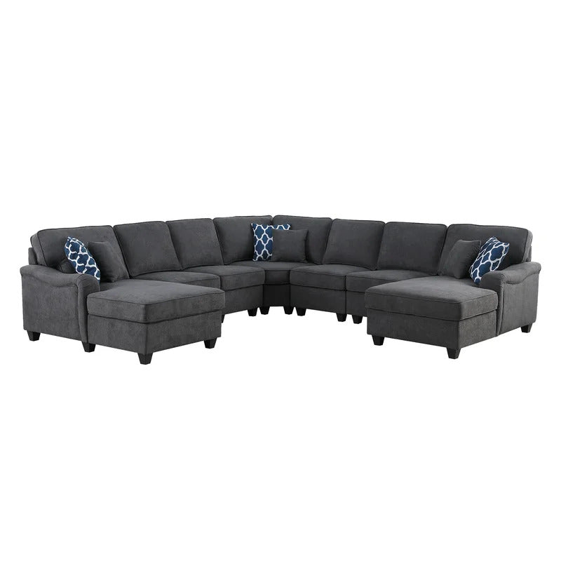 U Shape Sofa Set: 125'' Wide Symmetrical Corner Sectional 7 Seater Sofa