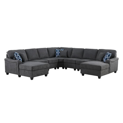 U Shape Sofa Set: 125'' Wide Symmetrical Corner Sectional 7 Seater Sofa