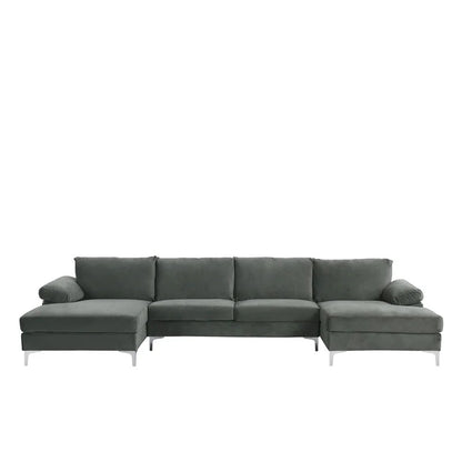  U Shape Sofa Set : 130.5" Wide Velvet Symmetrical Corner 